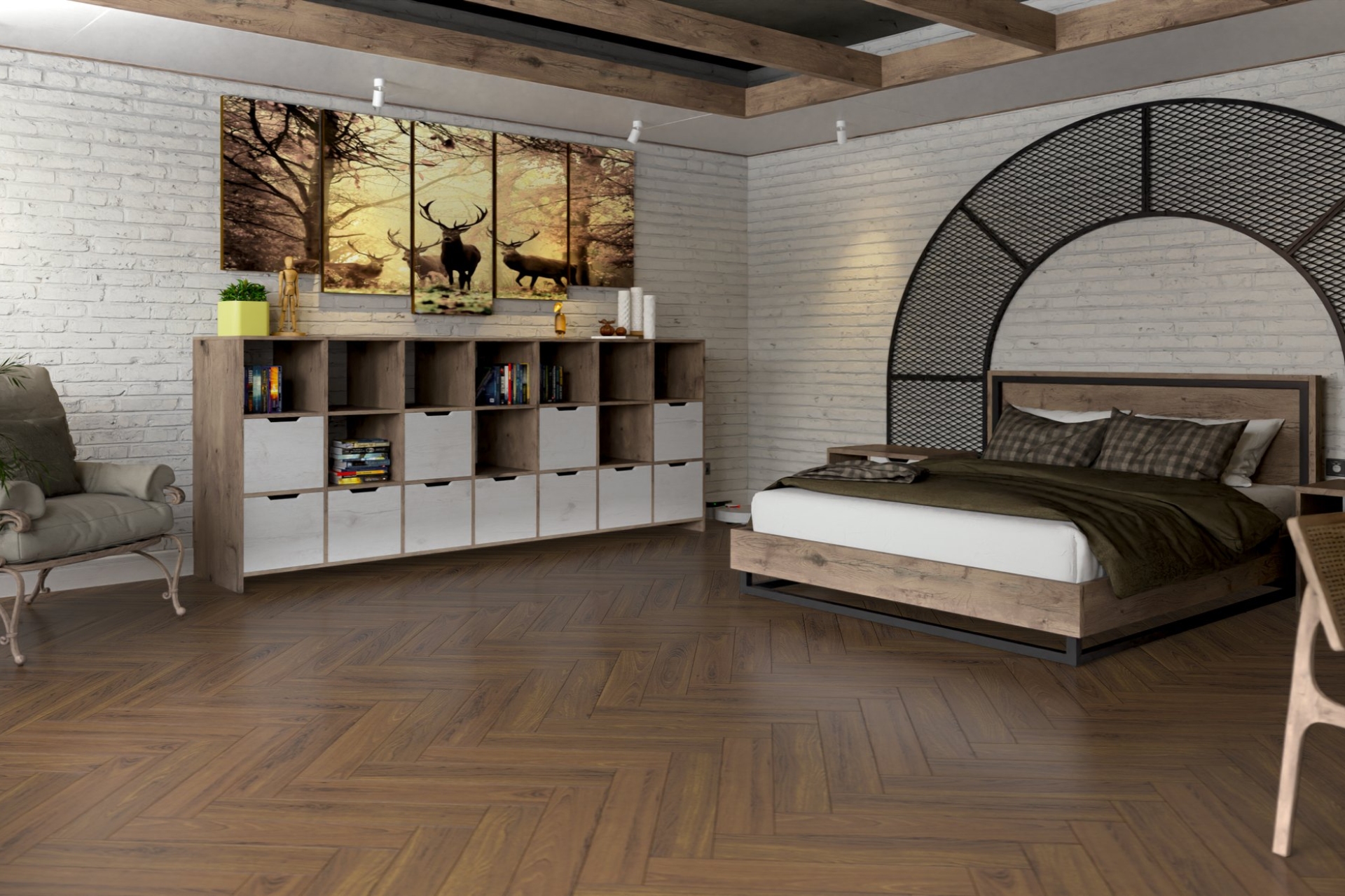 Инженерный паркет «Damy Floor» Ореховый (укладка елочкой) — купить в Кемерово